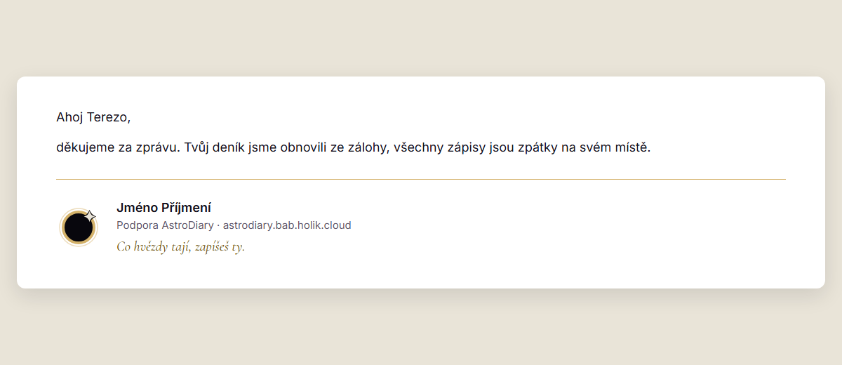 E-mail s podpisem AstroDiary